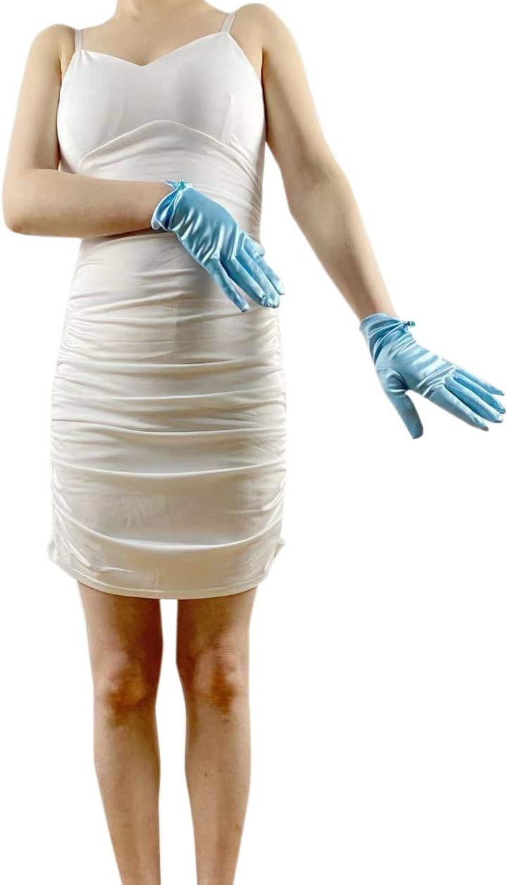 Satin Wedding Dress for Women Opera Party 1920s Gloves Wrist Length Gloves - Image 4