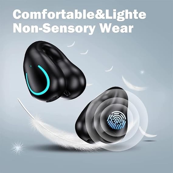 Bluetooth kulaklık, açık kulak kemik iletimli kulaklık, kablosuz kulaklık, Bluetooth klipsi, LED ekranlı şarj kutusu, 80 saat çalma süresi, IPX7 su geçirmez, koşu ve fitness