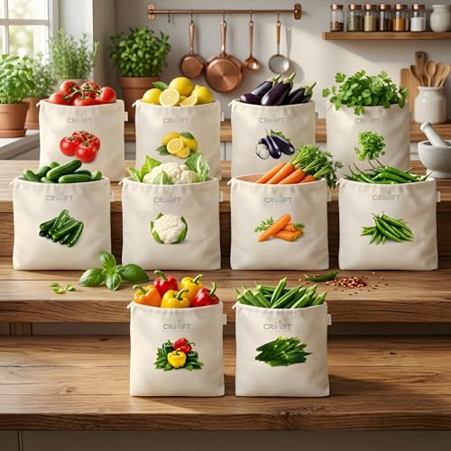 Reusable Cotton Vegetable Bag for Fridge | Washable & Breathable ...