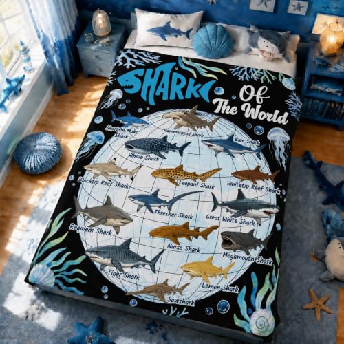 Xvx-Boom Shark Throw Blanket, Whale Shark Blanket, Fish Gift 40"x50" - image 2