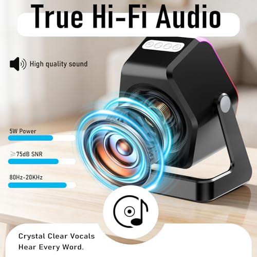 Image of Hupoaf 5 in1 Wireless Induction Speaker with Mirror [Powerful Sound]