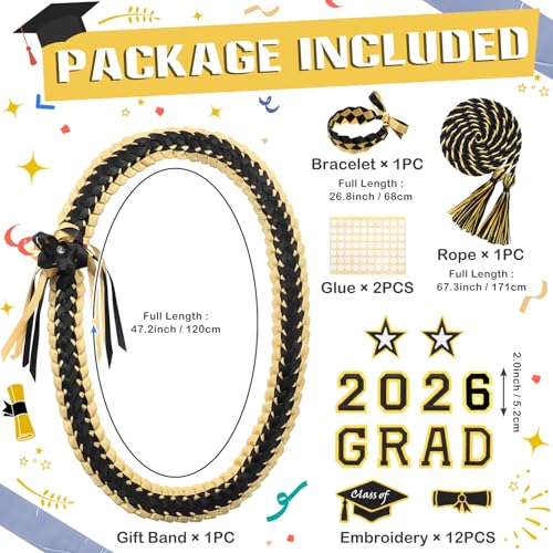 Harsever Graduation Leis 2026,Graduation Money Leis Embroidery with Honor Cord for Graduation Party Decorations Gifts (Black＆Gold) by Harsever - Used condition - Image 2