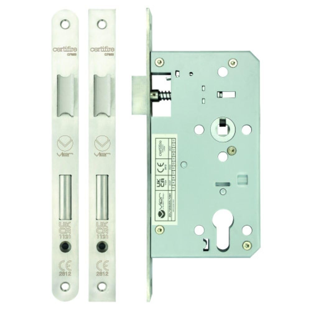 Ironmongery Solutions® Mortice DIN Euro Sash Lock 60mm Backset Satin Stainless Steel Door Lock