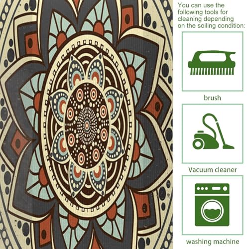 Alfombrillas de cocina redondas mandala VAPOKF lavables pack de 2 5
