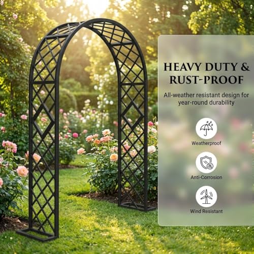 Arco de jardín de metal robusto con base estable para exteriores 3