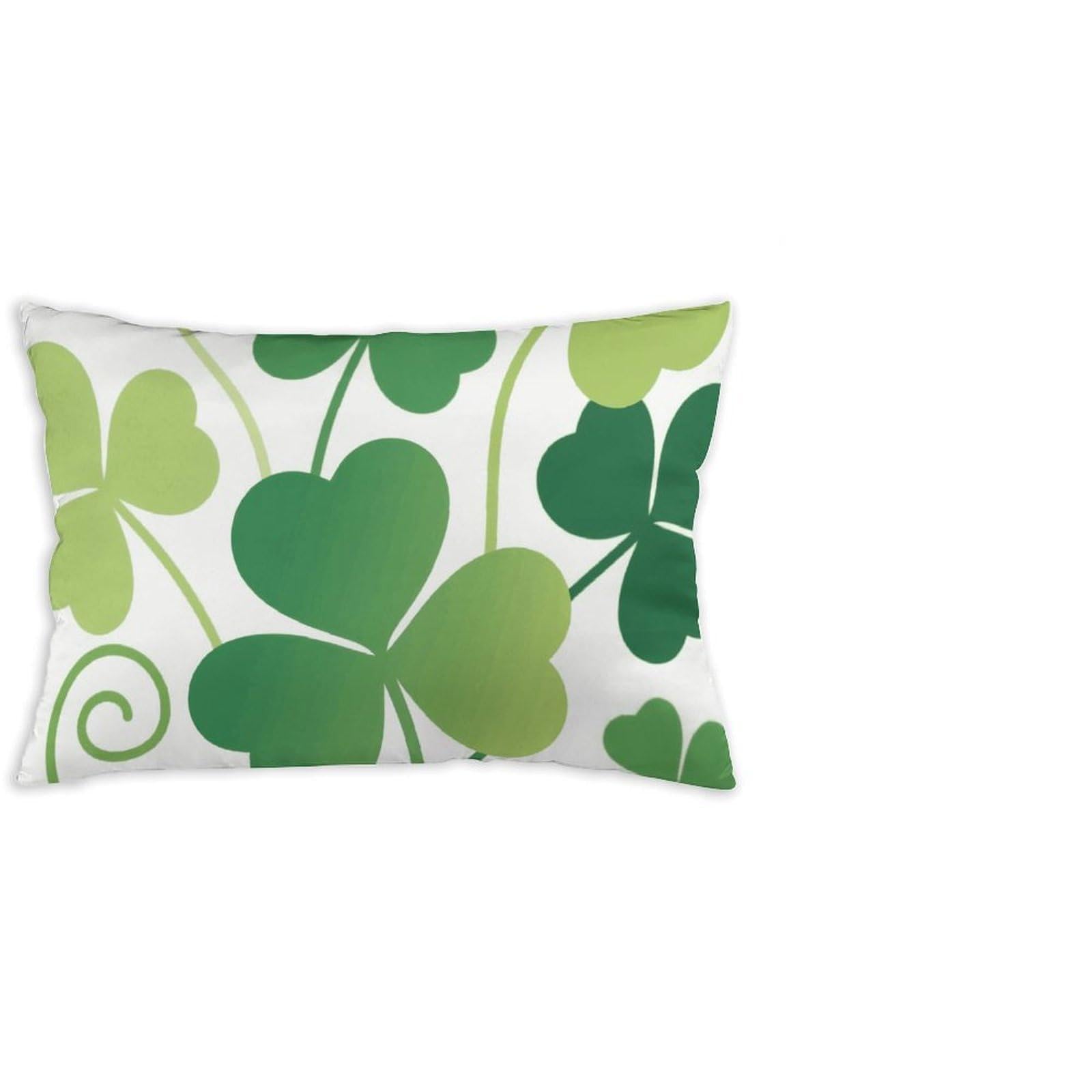 FodPand Decorative Throw Pillow Covers 12x20 Short Plush Green Clover Leaves Body Pillowcase Cushion Cases with Invisible Zipper Rectangle Lumbar Pillow Shells for Sofa Couch Chair Bed Home Decor