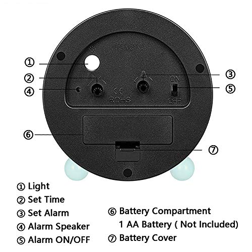 image for JALL Analog Alarm Clock, 4 inch Super Silent Non Ticking Small Clock w