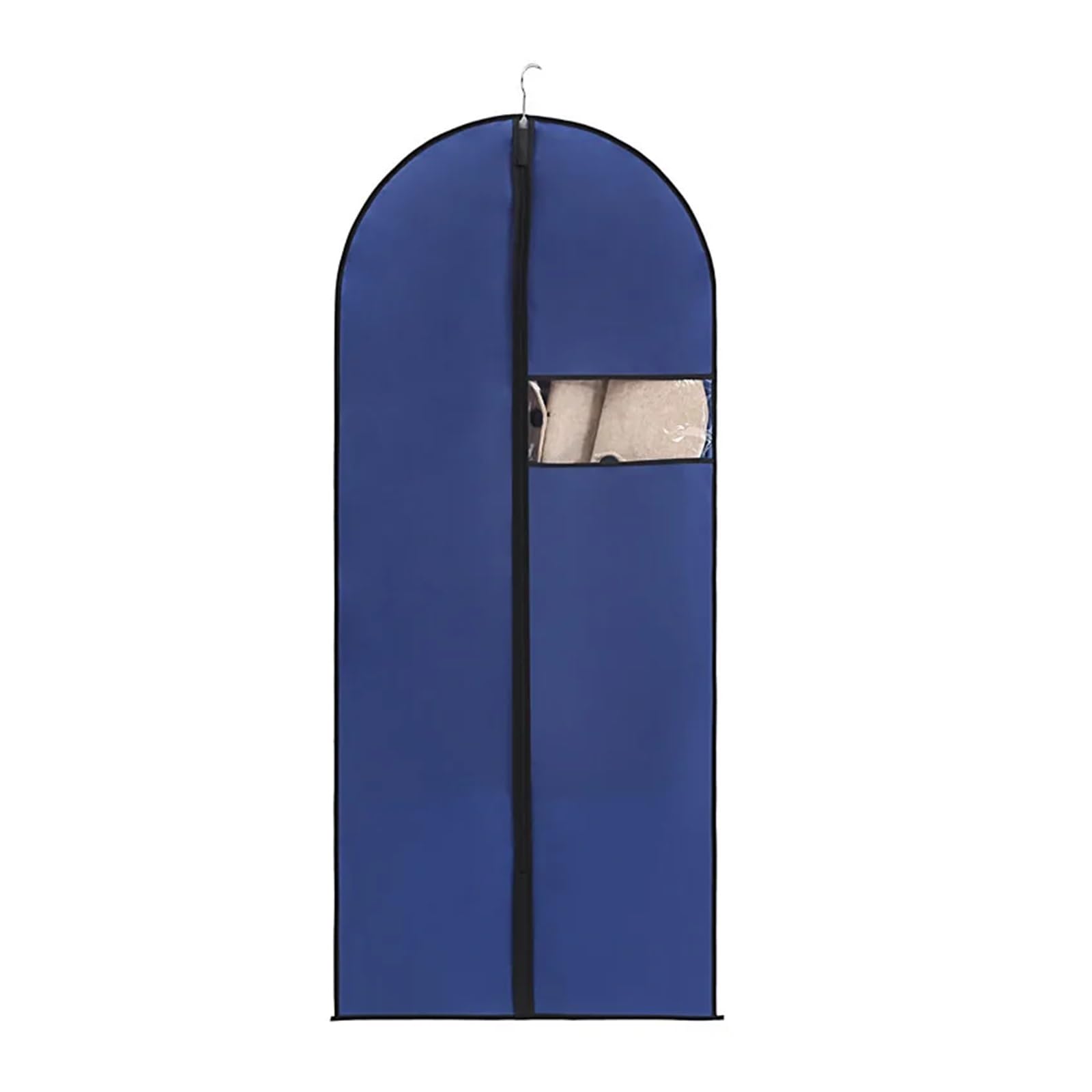 Garment Bag 5pcs Dust-proof Cover For Suit Non-woven Cloth Visible Transparent Window Clothing Proof Jacket Clothes Bag Protection(Blue-Black,About 60x120cm)