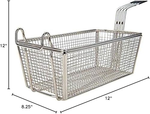 Tiger Chef Cesta redonda de acero inoxidable para ensalada de tacos de 18 pulgadas de largo con mango de 13 pulgadas