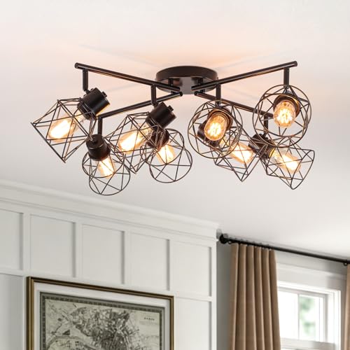Image of BUXVRCS 8 Lights Black Adjustable Multi-Directional Kitchen Light Fixtures