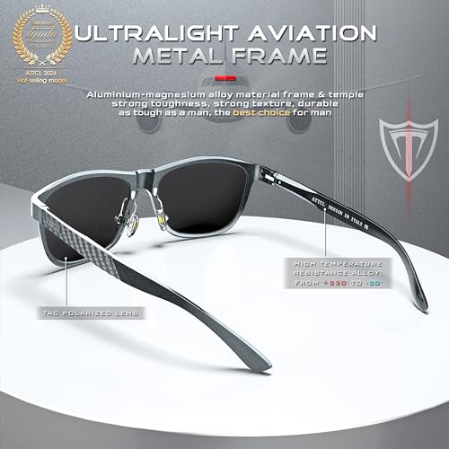 ATTCL Bundle Men's Retro Metal Frame Driving Polarized Sunglasses For Men/Women:(8587-gray-gray)+(8587-yeshi)4