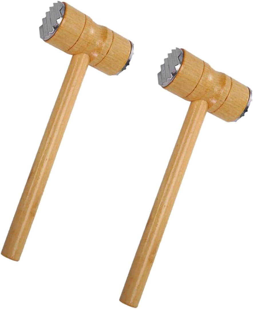 Martillo Ablandador de Carne Luxshiny Inoxidable y Madera 2 Piezas