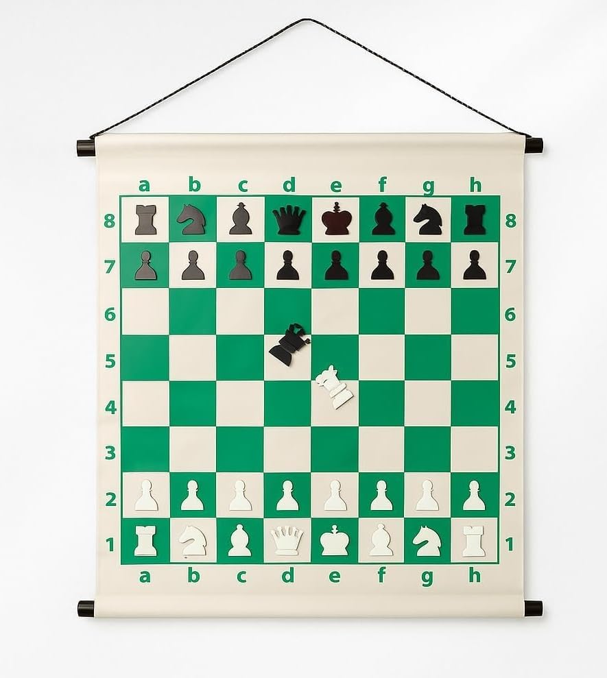 Tablero de ajedrez magnético enrollable de 27" con piezas miniatura 1