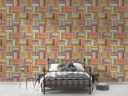 Image of DWELLSINDIA Wood Woven Self Adhesive Wallpaper Waterproof, Scratch Resistant, Laminated 41cm x 122cm