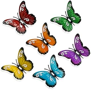 TSHAOUN 6 Pieces Metal Butterflygarden wall art metal garden ornaments for Outdoor Indoor Hanging Wall Art Decorations Yard Sheds HangingHome Walls Fences Decor3.5 x 2.8 Inch (Multicoloured)