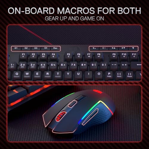 Image of Redragon S142 Wireless Gaming Keyboard & Mouse Combo, 98 Keys K515 PRO RGB Membrane Keyboard & 4800 DPI Wireless 2.4Ghz Gaming Mouse Bundle, Convenient Shared Dongle