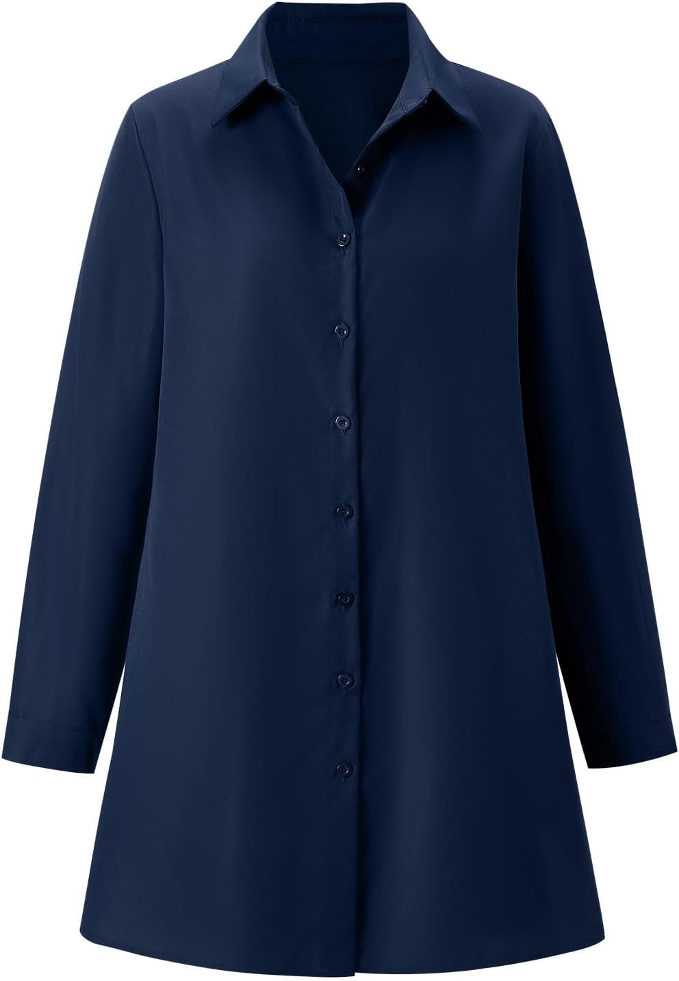 Women's Button Down Shirt Dress Elegant Long Sleeve Collared Work Office Blouses