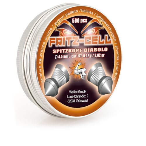 Weilax 500 Spitzkopf Diabolos 4,5mm Fritz-Cell für Luftgewehr Luftpistole 4,50 Diabolo