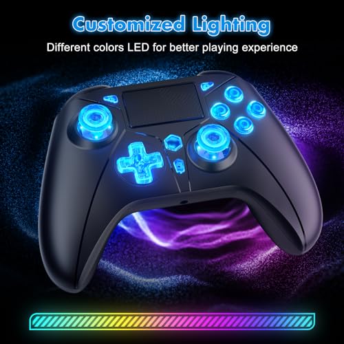 image for Dinosoo RGB Wireless Controller for PS5 with LED Light, Compatible wit