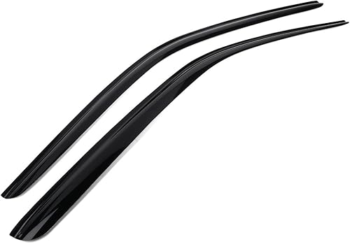 Miniatura 9 de IKON MOTORSPORTS Tape On External Window Visor, Compatible with 2008-2023 Dodge Challenger, Acrylic Black Slim Style Sun Rain Guards Cover