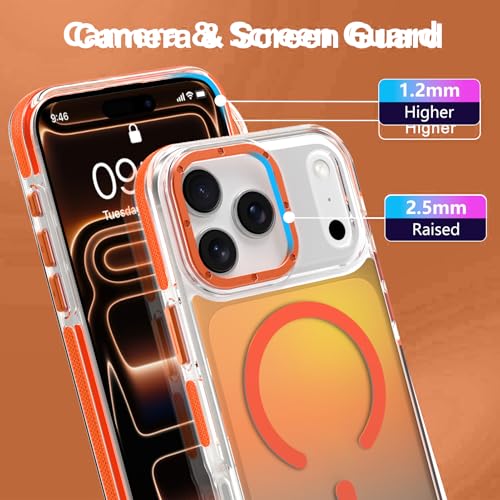 Image of Magnetic Case for iPhone 17 Pro [Compatible with Magsafe] [Cute Fashion Fluorescent Design] [1 Screen Protector] Slim Translucent Matte Case for iPhone 17 Pro 6.3 inch 2025, Orange