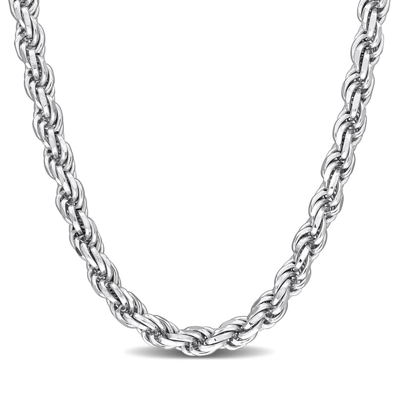 Abbie+Cleo Italian 925 Sterling Silver Solid Diamond Cut Rope Chain Necklace - for Men & Women - Available in Sterling Silver, Yellow Gold Flash