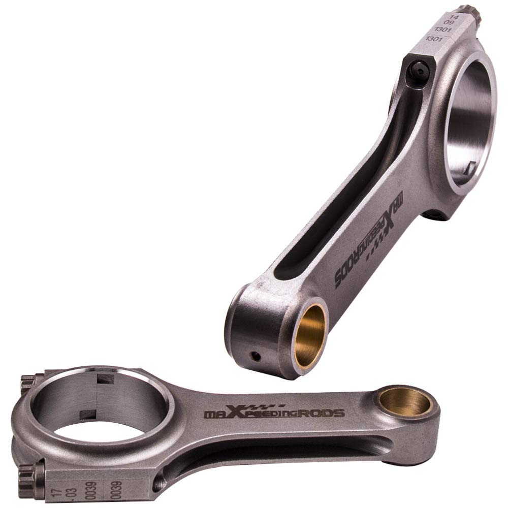 maXpeedingrods 2 Pezzi 130mm Bielle H-Fascio Connecting Rods Forgiato per Fiat 500 Old Model 2 Cylinder con Rod + ARP 2000 5/16" Bulloni [EU Stock]