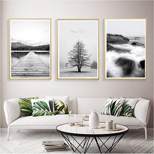 Paysage affiches et estampes de forêt pour créer un salon zen avec une peinture sur toile chic