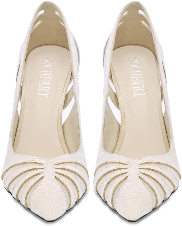 Women's Mesh Pumps Pointed Toe High Stiletto Heels Closed Toe Comfortable Dress Office Work Shoes for Women - Image 4