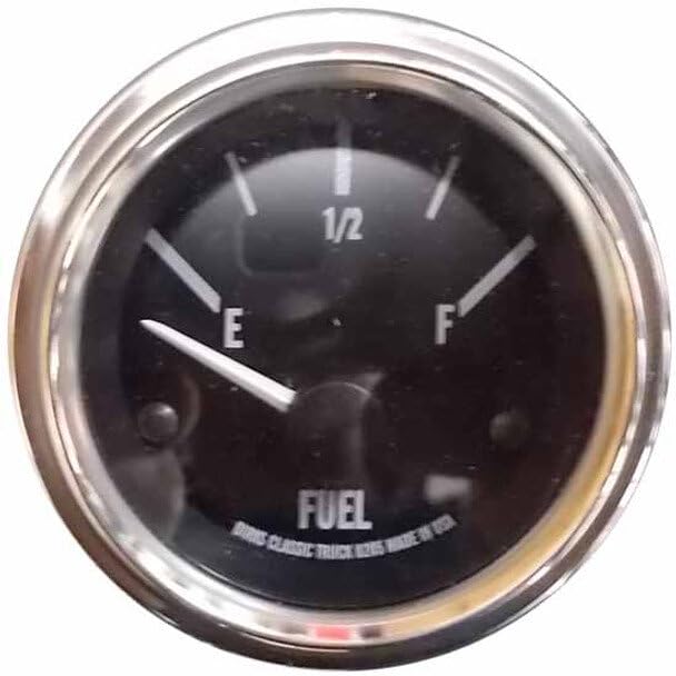 Replacement for Peterbilt 379 Year 2004 2.0625 INCH Fuel Level Gauge W Black FACE Chrome Bezel by Technical Precision