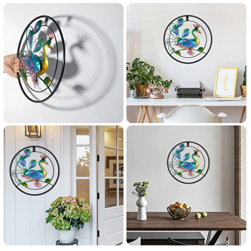 Vestcdf Metal Peacock Wall Decor, 13 Inches Vivid Colorful Peacock Metal Wall Art Hanging Decoration Wall Sculpture For Home Garden Farmhouse Yard Patio Fence Living Room Bedroom #TOP6