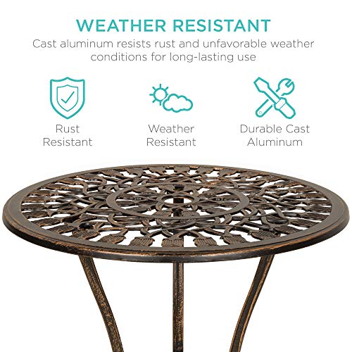 Best Choice Products FBA_SKY1693 3-Piece Outdoor Rust-Resistant Cast Aluminum Patio Bistro Set W/Tulip Design thumb #2