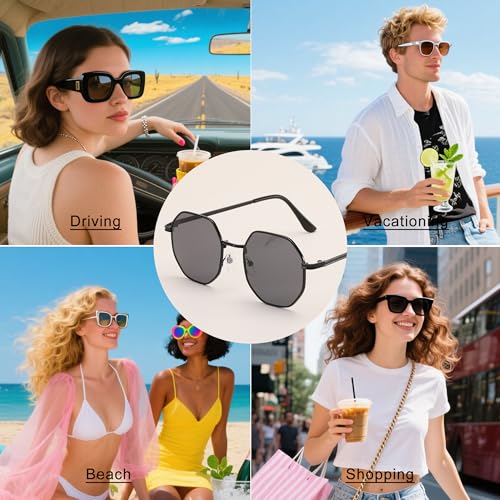 Retro Square Sunglasses for Women and Men Polygon Mirrored Lens Vintage Square Shades DJ100064