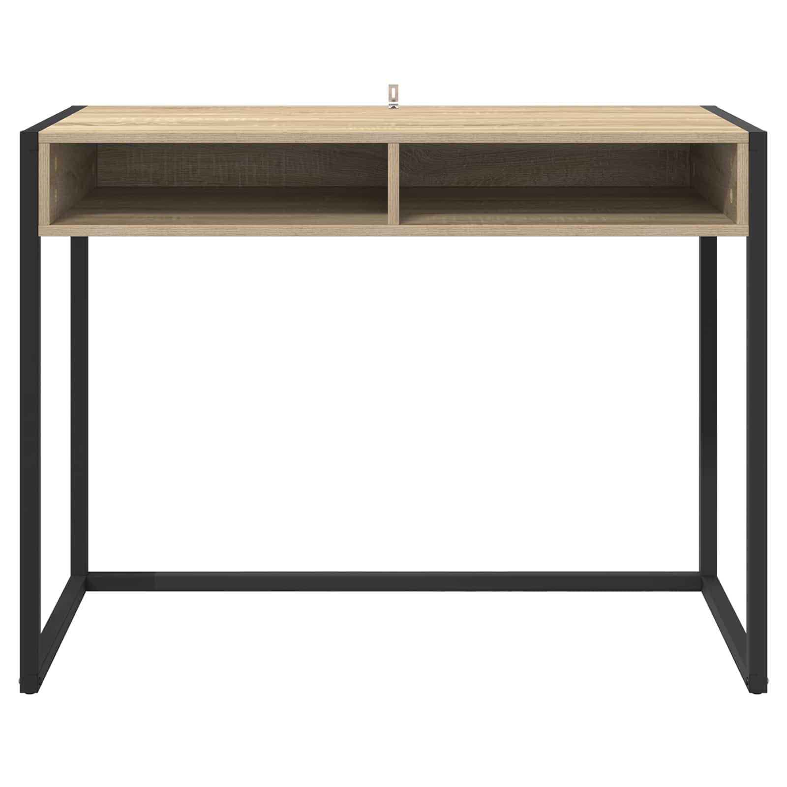 Scrivania con vano portaoggetti, in legno Sonoma, 100 x 50 x 75 cm, tavolo da lavoro per casa, ufficio, studio, con cassetto, ripiano e scaffale, per laptop, PC, monitor, gaming, studio