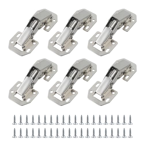 LC LICTOP 4 Inch Hidden Hinge for Frameless Cabinet Doors, 90 Degree Concealed Surface Mount Hinges, Kitchen Cabinet Door Hinges with Screws for Cupboard Wooden Boxe, 6Pcs