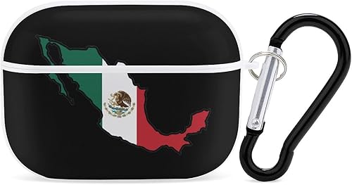 Miniatura 9 de Mapa de la bandera de México, compatible con AirPods Pro, funda protectora de auriculares de carga suave con llavero