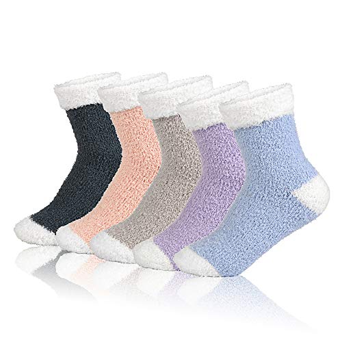 motoboy Fuzzy Socks for Women Warm Winter Cozy Slipper Sock for Sleeping & Walking Colorful Plush Socks Gifts