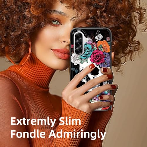 GFEWYTJYJ for Galaxy A36 5G Case,[10 FT Military Grade Drop Protection] Non-Slip Heavy Duty Shockproof Phone Case for Samsung Galaxy A36 5G 6.7 Inch 2025,Flower Skull - image 6