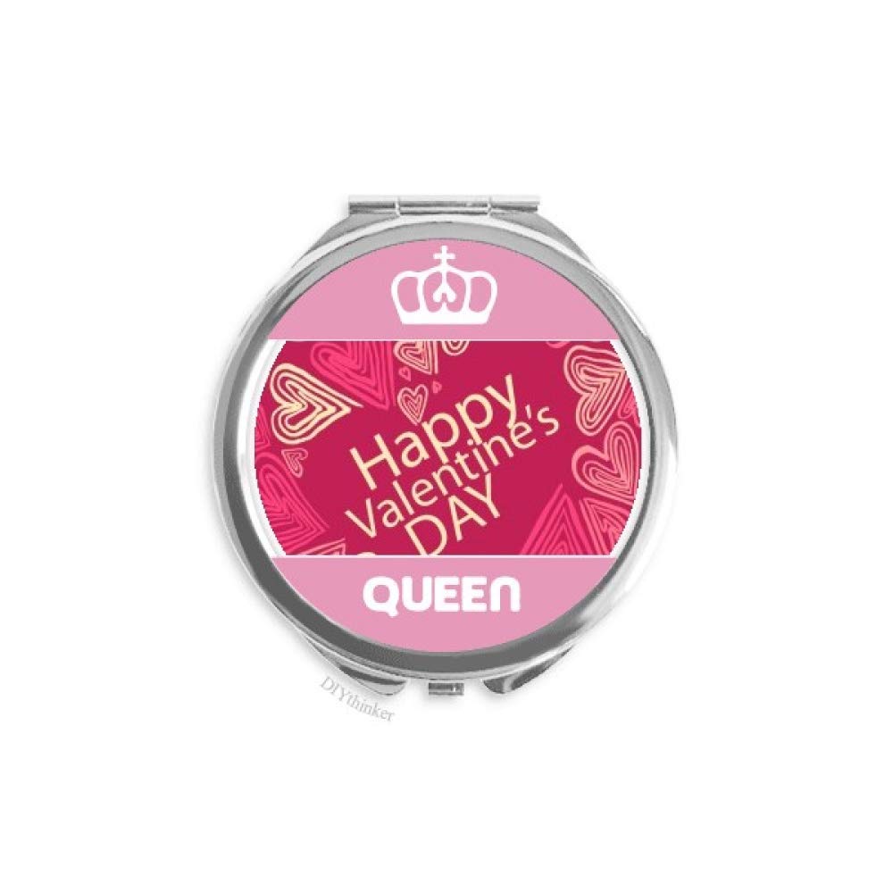Espejo de maquillaje portátil estilo reina, mini accesorio de doble cara en forma rosa