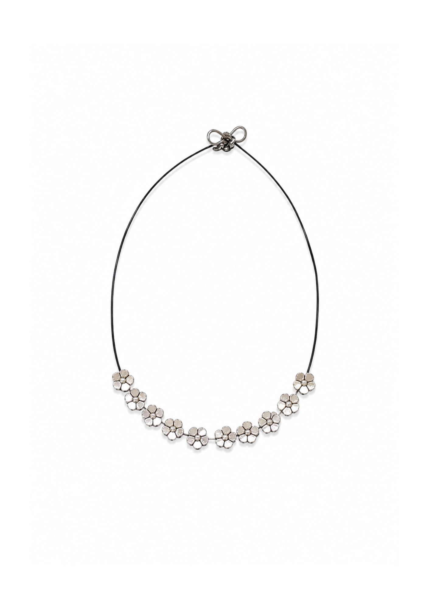 Minimal floral wired black silver anklet for girls and women (Set of 1)-image-44