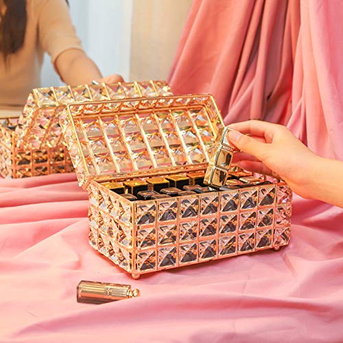 HUFFA Lápiz Labial Caja de Cristal Cosméticos de Escritorio for el hogar Contenedor de Brillo de Labios Estuche de Almacenamiento con Cubierta
