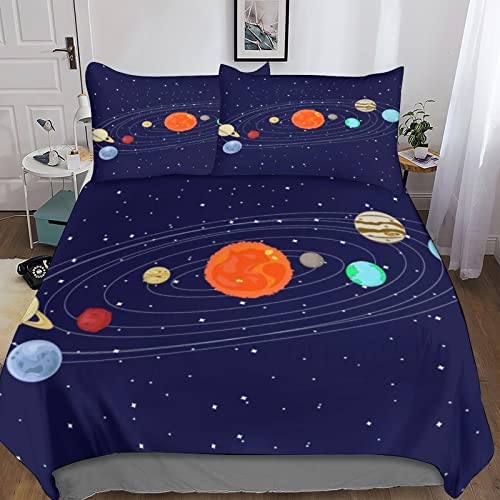 Housse de couette space imprimé microfibre literie douce 200x200