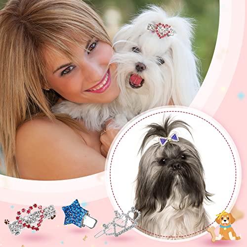 68 Pieces Dog Hair Clips And Dog Hair Bow Crown Dog Accessories Princess Style For Small Dogs Crystal Rhinestone Girls Puppies Barrette Rubber Bands Bone Star Heart Shape Grooming Hair Accessories #TOP4