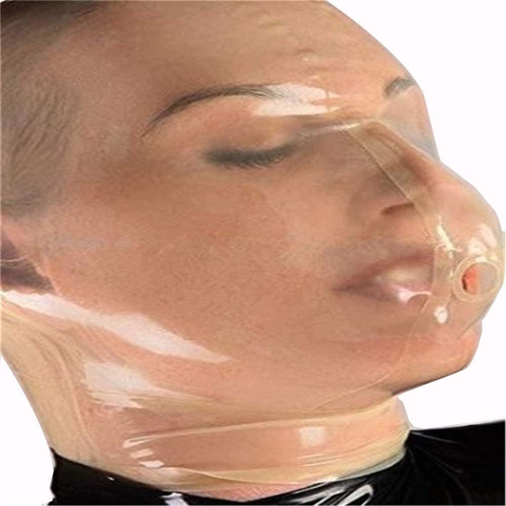 MFMYEE Masque en latex transparent avec trous de respiration, couverture intégrale, idéal pour les jeux de rôle et comme couvre-chef pour Halloween. (M)