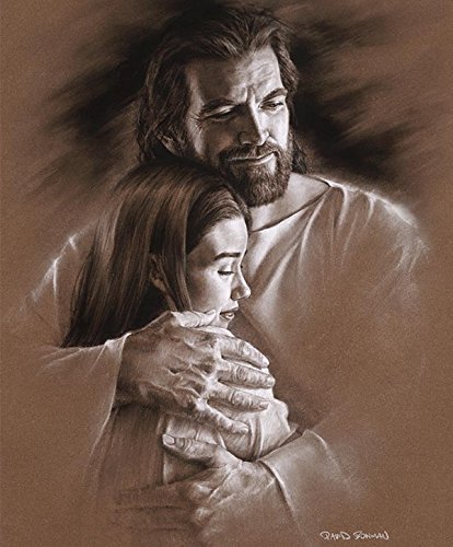 David Bowman Peace Wall Art Print Jesus Christ hugging child Religious Spiritual Christian Fine Art (8x10 print)