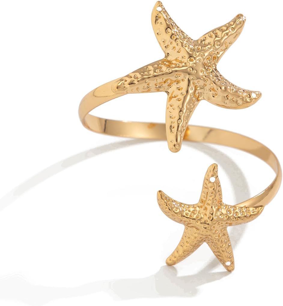 Upper Arm Cuff Bracelets for Women Adjustable Starfish Flower Arm Cuffs Open Bracelets Jewelry - Image 6