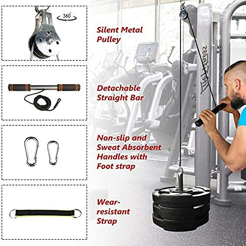 FBSPORT Forearm Wrist Roller Trainer, Strength Training Arm Marchine, Fitness LAT Lift Pulley System, Triceps Extensions Exerciser for LAT Pull Down, Biceps, Body Training Equipment, Home Workouts - Thumbnail 2