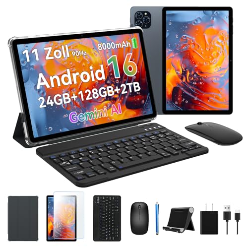 KINGRID Android 16 Tablet 11 Zoll mit Tastatur, 24GB RAM+128GB ROM/2TB TF – Ansicht 1