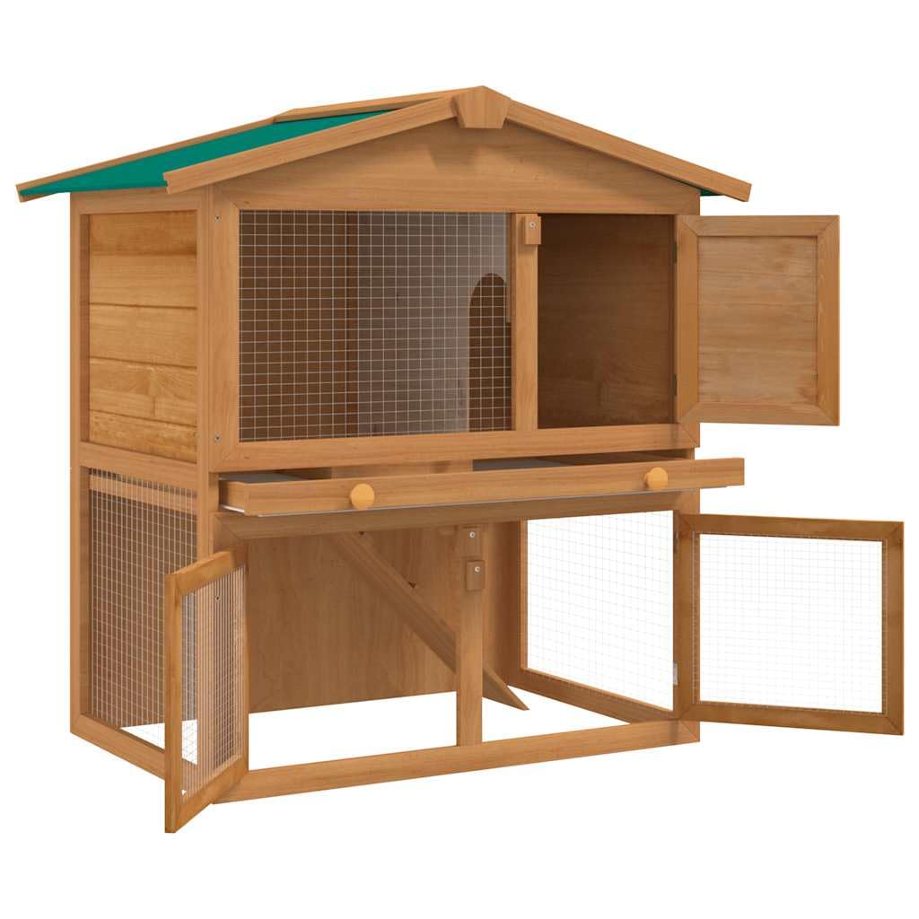 Freilaufstall für Kleintiere, 3 Türen, Holz, Käfig für Kaninchen, Kleintiere