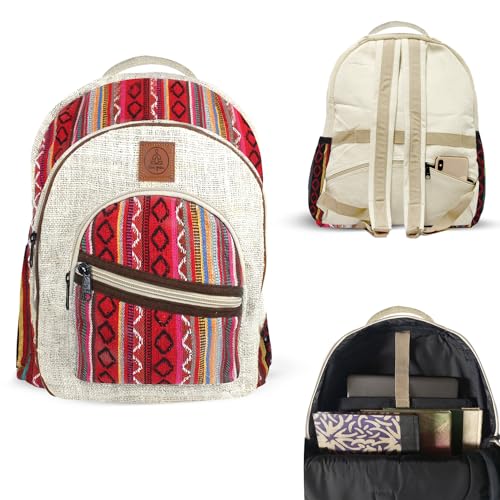 Hemp-Travel-Backpack-For-Women-Men-Boho-Hiking-Backpack-Purse-Himalayan-Hippie-Travel-Bag-Bohemian-Bookbag-Fits-156-Laptop-Large-Red
